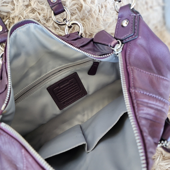 Coach Ashley Purple Leather Women's Bag - Picture 4 of 5